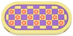 Tile, Round 2 x 4 Oval with Rug with Coral Flowers and Medium Lavender Checkered Pattern (Sticker) - Set 42647