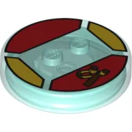Function Brick Round 4 x 4 x 2/3 with 2 Studs and Slingshot Print / Trans-Light Blue