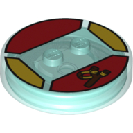 Lego Function Brick Round 4 x 4 x 2/3 with 2 Studs and Slingshot Print / Trans-Light Blue