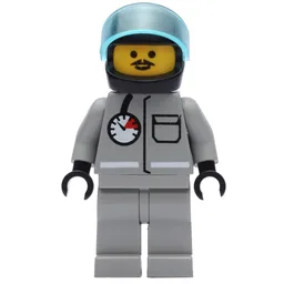 Fireman, Shirt with Gauge and Pocket, Light Gray Legs, Black Helmet with Visor