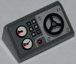 Slope 30 1 x 2 x 2/3 with Gauges, Buttons and Water Valve Wheel Pattern (Sticker) - Set 4430
