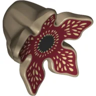 Minifig Creature Head, Demogorgon with Dark Red Inside, Tan Teeth Print / Dark Tan