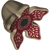 Lego Minifig Creature Head, Demogorgon with Dark Red Inside, Tan Teeth print / Dark Tan