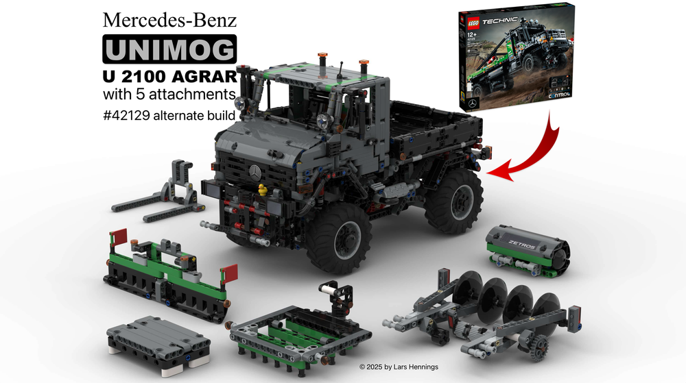 Lego 42129 Mercedes-Benz Unimog U2100 Agrar with 5 attachments