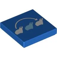 Tile 2 x 2 with 3 Frogs and Curved Arrow Print / Blue