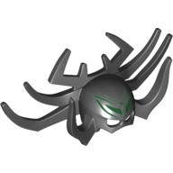 Lego Mask Headdress with 10 Horns and Dark Green Forehead Print (Hela) / Black