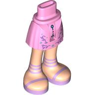 Lego Minidoll Hips and Mid-Length Shorts with Light Nougat Legs, Lavender Sandals print / Bright Pink