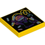Tile 2 x 2 with Glow Stick Dance Print / Yellow