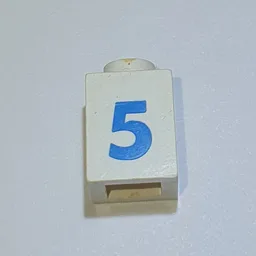 Brick 1 x 1 with Blue '5' Print (Bold Font) / White
