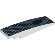 Lego Brick Curved 8 x 2 No Studs with Dark Blue Background, White Diamond Pattern, Circle print / White