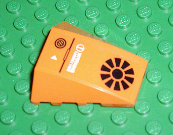 Lego Wedge 4 x 4 Triple Curved No Studs with Black Radiating Circle and 'Warning Flammable Liquid' Pattern (Sticker) - Set 7708