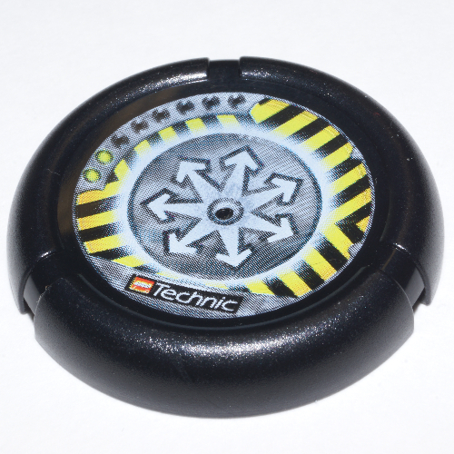 Lego Large Figure Throwing Disk, Jet / Judge, 2 Pips, Radiating Arrows Logo Print / Black