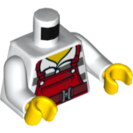 Lego Torso Overalls, Red over Prison Shirt / Paintbrush on Back Print, White Arms, Yellow Hands / White