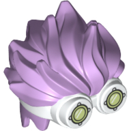 Lego Hair with Goggles, Short Streaks, White Goggles with Olive Green Glasses print / Lavender