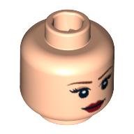 Lego Minifig Head Leia / Boushh / Princess Tamina, Eyelashes, Eye Shadow, Dark Red Lips, Smile / Frown Print / Light Nougat