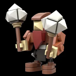 Medieval Dwarf soldier with two clubs