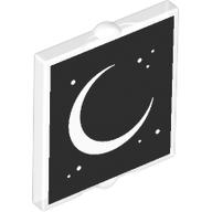 Lego Glass for Window 1 x 2 x 2 Flat with Crescent Moon on Black Background print / Trans-Clear