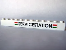Brick 1 x 12 with 'SERVICESTATION' Pattern (Sticker) - Set 10184