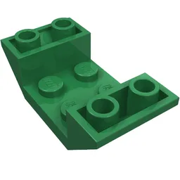 Brick Sloped Inverted 45° 4 x 2 Double with 2 x 2 Recessed / Green