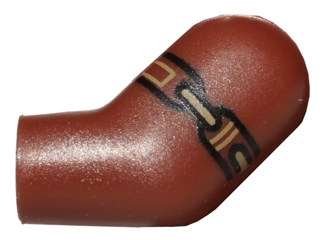 Lego Arm, Left with Black and Dark Tan Band on Upper Arm Pattern / Reddish Brown