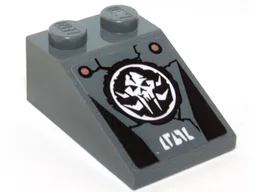 Slope 33 3 x 2 with White Chima Mammoth Skull Emblem, Copper Rivets and White Symbols Pattern (Sticker) - Set 70226