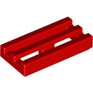 Lego Tile Special 1 x 2 Grille with Bottom Groove / Red