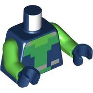 Torso, Green/Bright Green Pixelated Shirt, Silver Belt Print, Bright Green Arms, Dark Blue Hands / Dark Blue