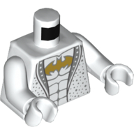 Lego Torso Disco Tuxedo, Gold Batman Logo on Shirt Print, White Arms and Hands / White
