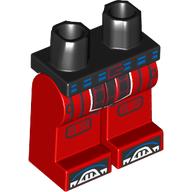 Lego Hips and Red Legs with Blue Belt, Black Armor print / Black