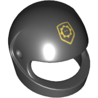 Lego Helmet, Standard with Yellow Badge with Minifig Head Print / Black