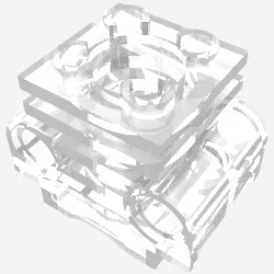 Technic Engine Cylinder without Side Slots, with Bottom Slots / Trans-Clear