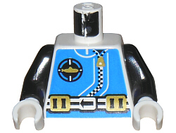 Lego Torso Aquazone Aquanaut Sub Logo, Zipper, and Weight Belt Pattern / Black Arms / White Hands