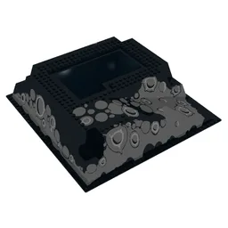 Baseplate Raised 32 x 32 with Ramp and Pit, Crater Print / Black