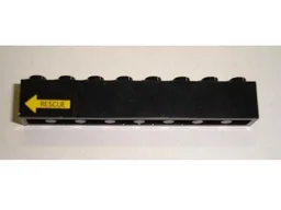 Brick 1 x 8 with Yellow Arrow and 'RESCUE' Pattern Model Left Side (Sticker) - Set 8480