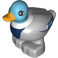 Lego Duplo Animal Duck with Bright Light Orange Bill, Medium Azure Head and Feathers, Dark Blue Chest / Light Bluish Gray