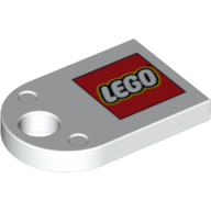 Lego Tile Special 3 x 2 with Hole and LEGO Logo Print / White