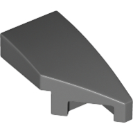 Lego Brick Wedged, Curved 2 x 1 with Stud Notch Right / Dark Bluish Gray