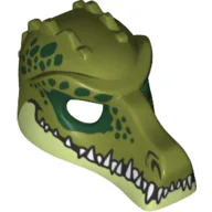 Mask Crocodile with Teeth and Dark Green Spots Print / Olive Green