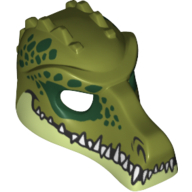 Lego Mask Crocodile with Teeth and Dark Green Spots Print / Olive Green