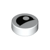 Lego Tile Round 1 x 1 with Black Eye with Off-Side Pupil Partially Closed Print / White
