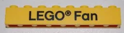 Brick 1 x 8 with Black 'LEGO Fan' Text Pattern on front and 'ANNO 1958' Text Pattern on back