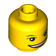Lego Minifig Head LEGO Club Max, Eyebrows, White Pupils, Wide Open Smile [Blocked Open Stud] / Yellow