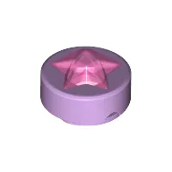 Tile Round 1 x 1 with Molded Trans-Bright Pink Star / Lavender