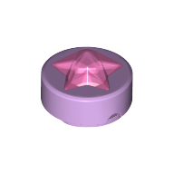 Lego Tile Round 1 x 1 with Molded Trans-Bright Pink Star / Lavender