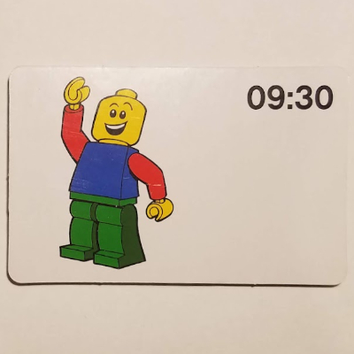 Lego Activity Card, Time-Teaching 24-Hour Clock 09:30 / [No Color/Any Color]