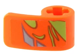 Technic, Panel Curved 2 x 1 x 1 with Lime Animal Print and Silver Stripes Pattern Model Left Side (Sticker) - Set 42204
