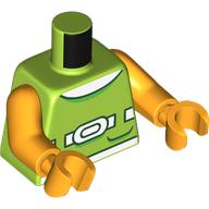 Lego Torso, Dress, White Looped Belt print, Bright Light Orange Arms and Hands / Lime