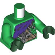 Lego Torso, Dark Purple Cloak, Dark Tan Straps print, Green Arms, Dark Green Hands / Green