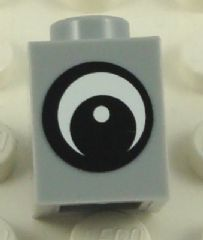 Lego Brick 1 x 1 with Black and White Eye with Pupil Pattern on Both Sides (Stickers) - Set 40011