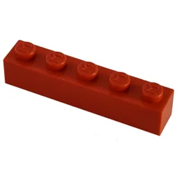 Modulex Brick 1 x 5 with M on Stud / Modulex Red